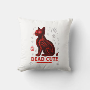 Dead Cute – Halloween Cat T-Shirt Throw Pillow