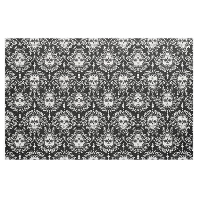 Dead Damask - Chic Sugar Skull Damask Pattern Fabric (Fat Quarter)