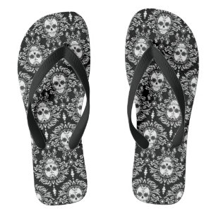 Dead Damask - Chic Sugar Skulls Pattern Flip Flops