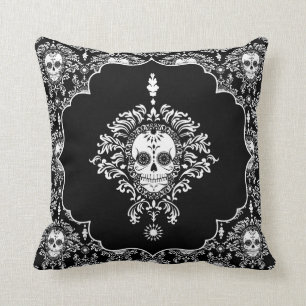 Dead Damask - Chic Sugar Skulls Throw Pillow