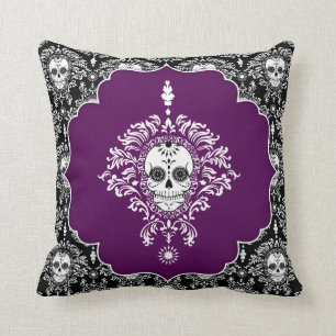 Dead Damask - Chic Sugar Skulls Throw Pillow