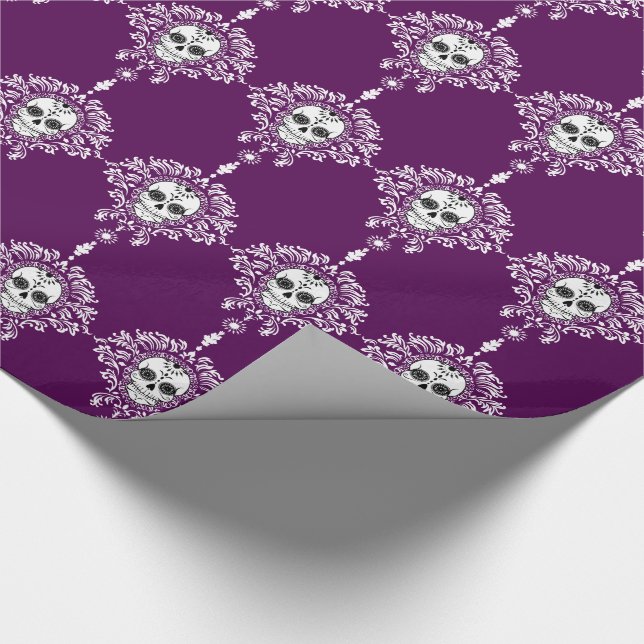 Dead Damask - Chic Sugar Skulls Wrapping Paper (Corner)