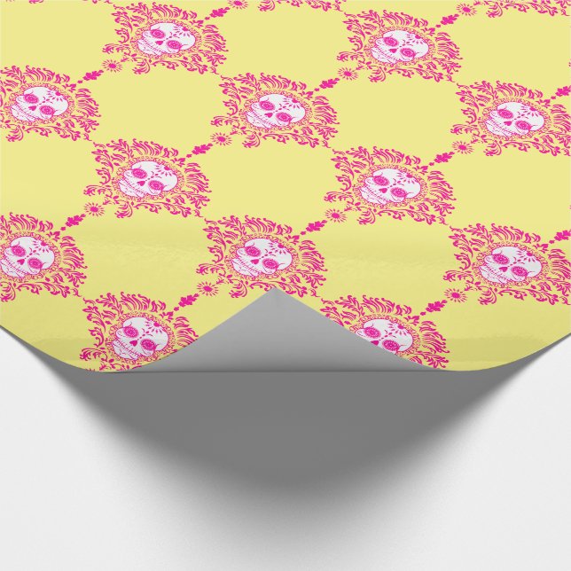 Dead Damask - Chic Sugar Skulls Wrapping Paper (Corner)
