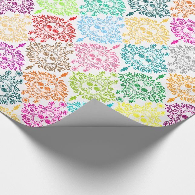 Dead Damask - Chic Sugar Skulls Wrapping Paper (Corner)