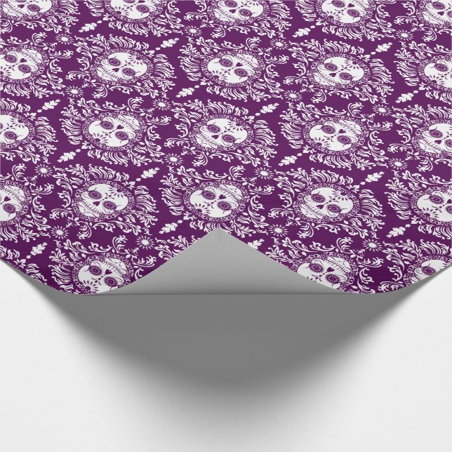 Dead Damask - Chic Sugar Skulls Wrapping Paper (Corner)