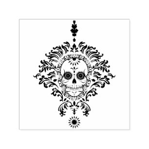 Dead Damask Ornate Sugar Skull Self Inking Stamp