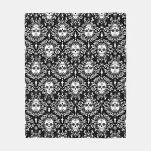 Dead Damask Sugar Skull Pattern Fleece Blanket