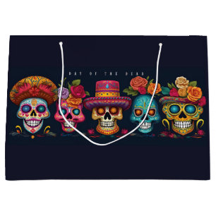Dead Day Party Sugar Skull Halloween Holiday Large Gift Bag