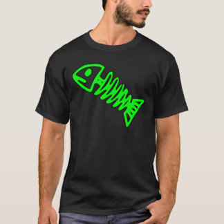 Dead Fish Skeleton Skull Bones Fossil Green T-Shirt
