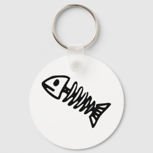 Dead Fish Skeleton Skull Bones Fossil Keychain