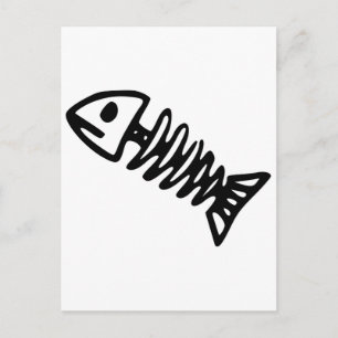 Dead Fish Skeleton Skull Bones Fossil Postcard