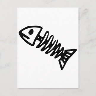 Dead Fish Skeleton Skull Bones Fossil Postcard