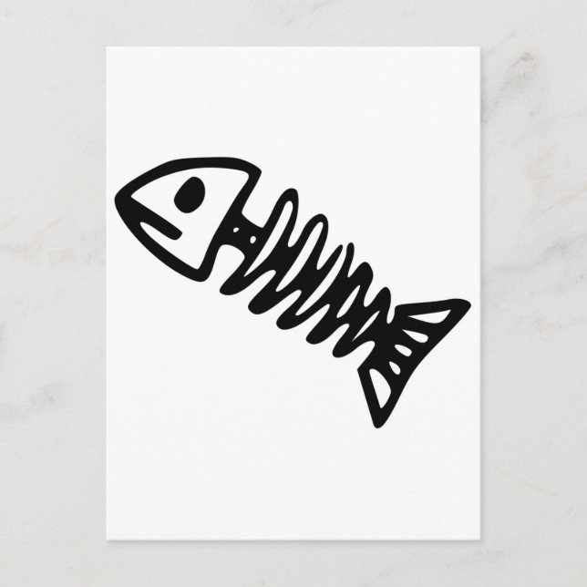 Dead Fish Skeleton Skull Bones Fossil Postcard (Front)