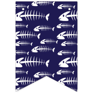 Dead Fish Skeleton White Bones Fishing Humour Bunting Flags