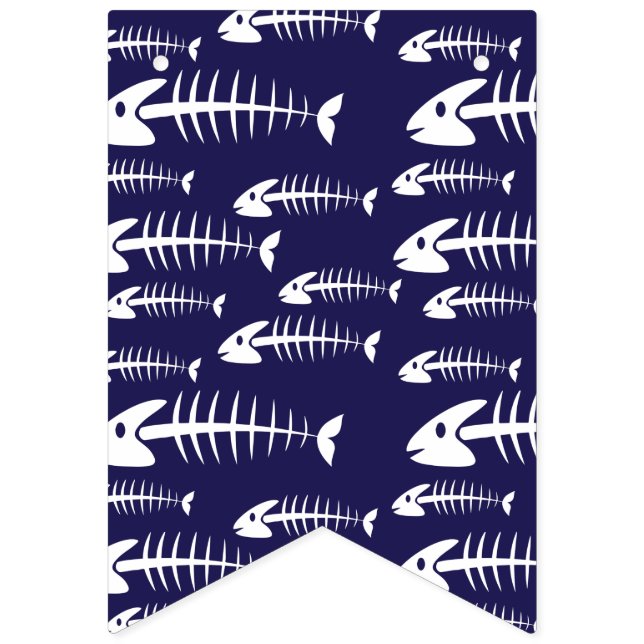 Dead Fish Skeleton White Bones Fishing Humour Bunting Flags (First Flag)