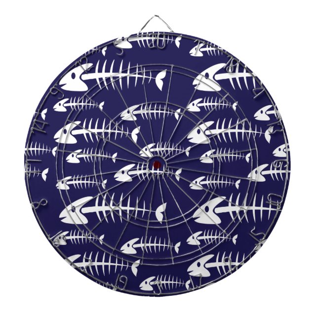 Dead Fish Skeleton White Bones Fishing Humour Dartboard (Front)