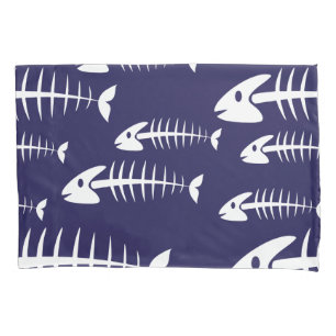 Dead Fish Skeleton White Bones Fishing Humour Pillowcase