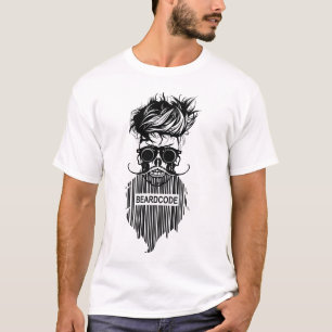 dead_head_hipster_skull_crane_beard_barb_code_ T-Shirt