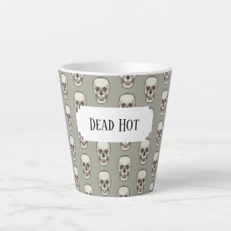 Dead Hot Pixel Art Gothic Spooky Skull Pattern Latte Mug
