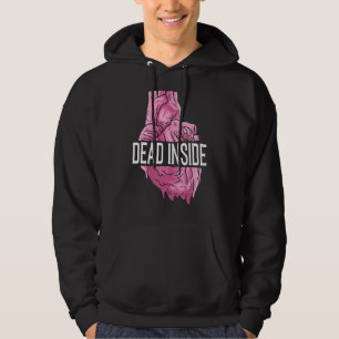 Dead Inside Anatomical Human Heart Emo Broken Card Hoodie