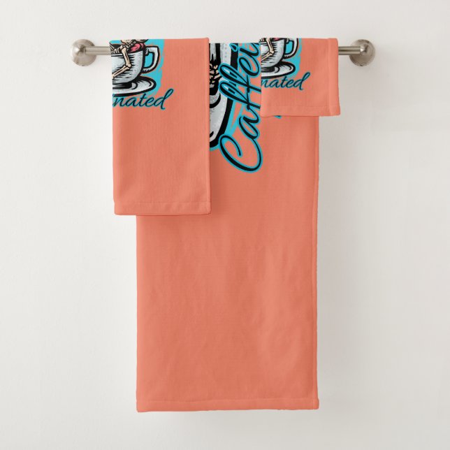 Dead Inside But Caffeinated Coffee Loving Skeleton Bath Towel Set (Insitu)