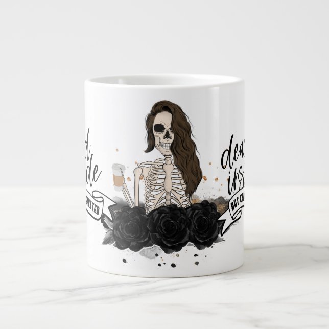 Dead Inside But Caffeinated Large Coffee Mug (Front)