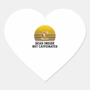 Dead inside but caffeinated Retro vintage sunset.p Heart Sticker
