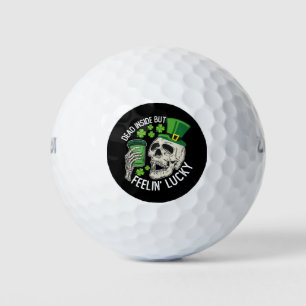 Dead Inside But Feelin' Lucky Skull St Patrick's Golf Balls