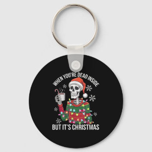 Dead Inside But Festive_ Skeleton Christmas Coco X Keychain