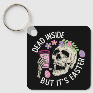 Dead Inside But It's Easter Skull Coffee Eggs Keychain