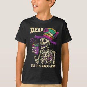 Dead Inside But It's Mardi Gras Funny Skeleton Cof T-Shirt