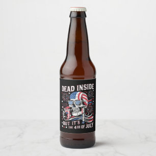 Dead Inside But It's The 4th Of July Skeleton Beer Bottle Label