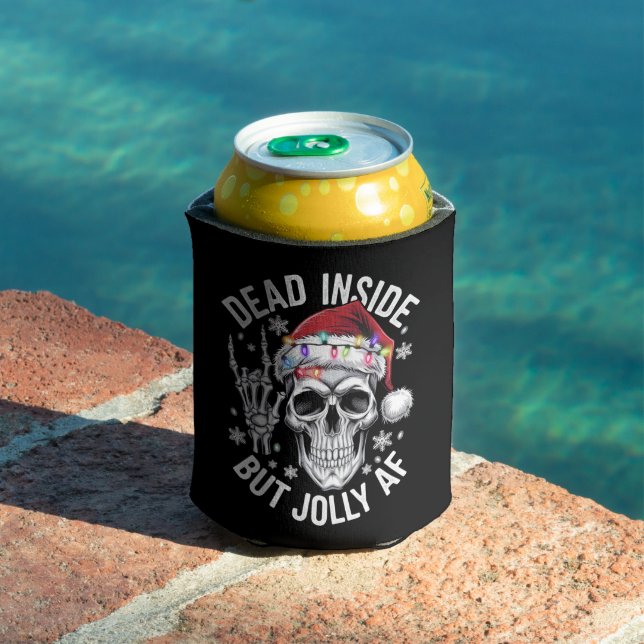 Dead Inside But Jolly AF Christmas Gift Skeleton  Can Cooler (In Situ Pool)
