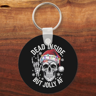Dead Inside But Jolly AF Christmas Gift Skeleton Keychain