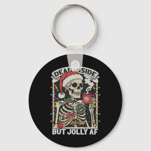 Dead Inside But Jolly Af Funny Skeleton Lights Chr Keychain