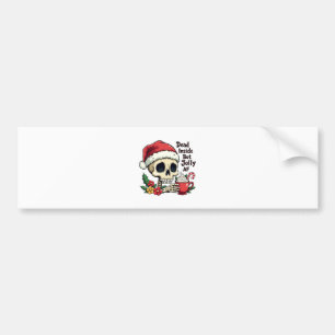 Dead Inside but Jolly AF Hot Cacoa Latte Xmas Skul Bumper Sticker