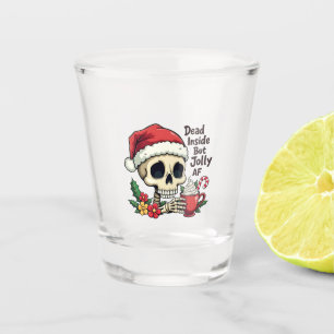 Dead Inside but Jolly AF Hot Cacoa Latte Xmas Skul Shot Glass