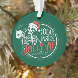 Dead Inside But Jolly Af Skull Santa Claus Xmas Ornament