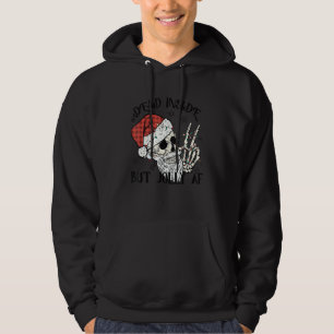 Dead Inside But Jolly Af Skull Santa Light Skeleto Hoodie