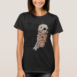 Dead Inside But Spiced Coffee Skeleton Halloween C T-Shirt
