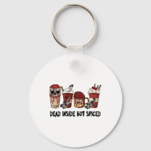 Dead Inside But Spiced Thankful Thanksgiving Fall Keychain