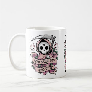 Dead inside but still cute reaper coffee mug