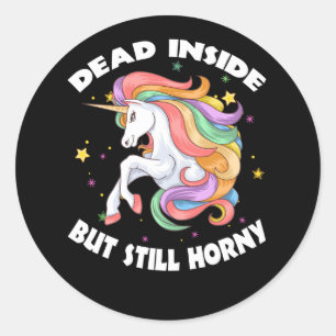 Dead Inside But Still Horn Unicorn Classic Round Sticker