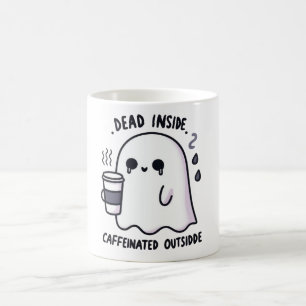 Dead Inside Caffeinated Outside Funny Cute Ghost Coffee Mug