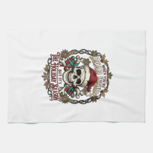 Dead Inside Holiday Season Christmas Skull Santa H Kitchen Towel