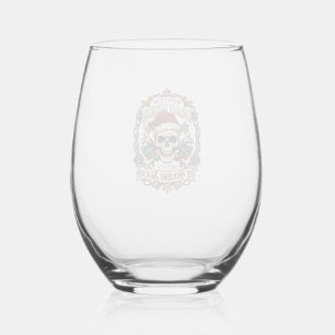 Dead Inside Holiday Season Christmas Skull Santa H Stemless Wine Glass