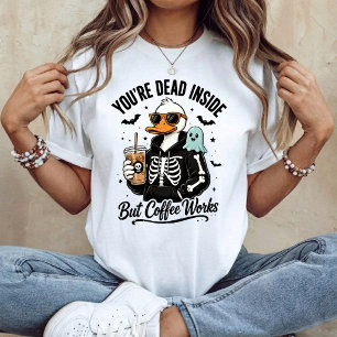 Dead Inside Iced Coffee Skeleton Duck T-Shirt