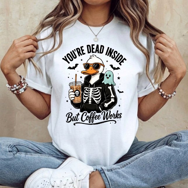 Dead Inside Iced Coffee Skeleton Duck T-Shirt (Creator Uploaded)