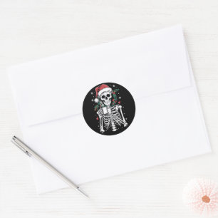 Dead Inside Skeleton Christmas Coffee Lover Gift Classic Round Sticker