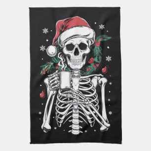 Dead Inside Skeleton Christmas Coffee Lover Gift  Kitchen Towel
